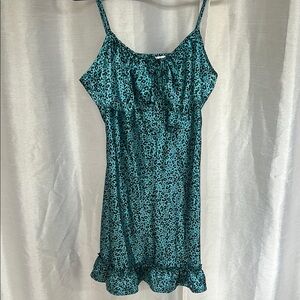 La Vie En Rose Teal Leopard Print Chemise